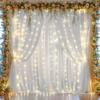 10ft x 10ft White Chiffon Backdrop Curtain with Lights String for Parites Wedding Wrinkle Free Curtain Photo Backdrops Drapes for Baby Shower Birthday Party Home Decorations view 1