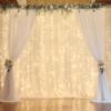 10ft x 10ft White Chiffon Backdrop Curtain with Lights String for Parites Wedding Wrinkle Free Curtain Photo Backdrops Drapes for Baby Shower Birthday Party Home Decorations view 2