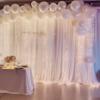 10ft x 10ft White Chiffon Backdrop Curtain with Lights String for Parites Wedding Wrinkle Free Curtain Photo Backdrops Drapes for Baby Shower Birthday Party Home Decorations view 3