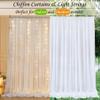 10ft x 10ft White Chiffon Backdrop Curtain with Lights String for Parites Wedding Wrinkle Free Curtain Photo Backdrops Drapes for Baby Shower Birthday Party Home Decorations view 4