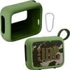 for JBL Go 4 Waterproof Bluetooth Speaker Silicone Cover Case, Portable Silicone Travel Case with Carabiner, Protective Skin Case (Green Case) - co2CREA view 1