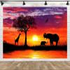 CORFOTO 8x6ft Fabric African Animals Backdrop Sunset Africa Safari Silhouette Background Elephant Wild Animals Backdrop for Photography Adults Portrait African Themed Party Safari Photo Booth Props view 2