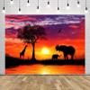 CORFOTO 8x6ft Fabric African Animals Backdrop Sunset Africa Safari Silhouette Background Elephant Wild Animals Backdrop for Photography Adults Portrait African Themed Party Safari Photo Booth Props view 3