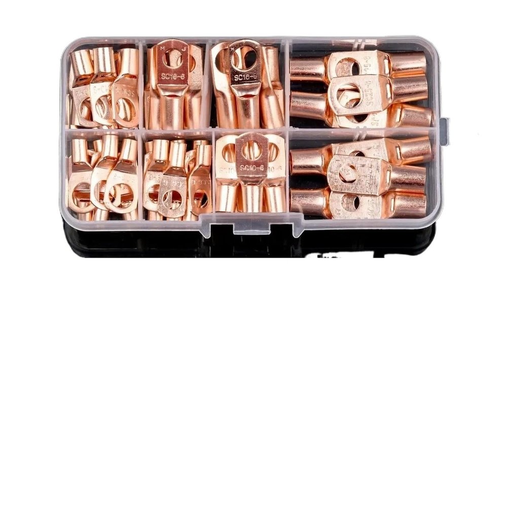 GVMUKNYE 60 PCS SC Bare Terminal Lugs Tinned Copper Tube Lugs Ring Sealed Battery Wire Connectors Bare Cable Crimp/Solder Terminals (Color : 60x SC6-SC25-01)
