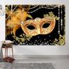 10x8ft Masquerade Backdrop Black and Gold Flowers Glitter Diamond Photography Background Masquerade Birthday Party Decoration Supplies Photo Booth Props Table Banner view 4