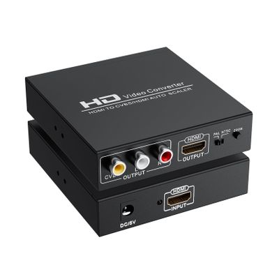 Adapter Converter Fits for HDMI to RCA & AV 3RCA CVBS Composite Video Audio, Support PAL/NTSC, Compatible with PC, Laptop, Xbox, TV, Camera, Monitor