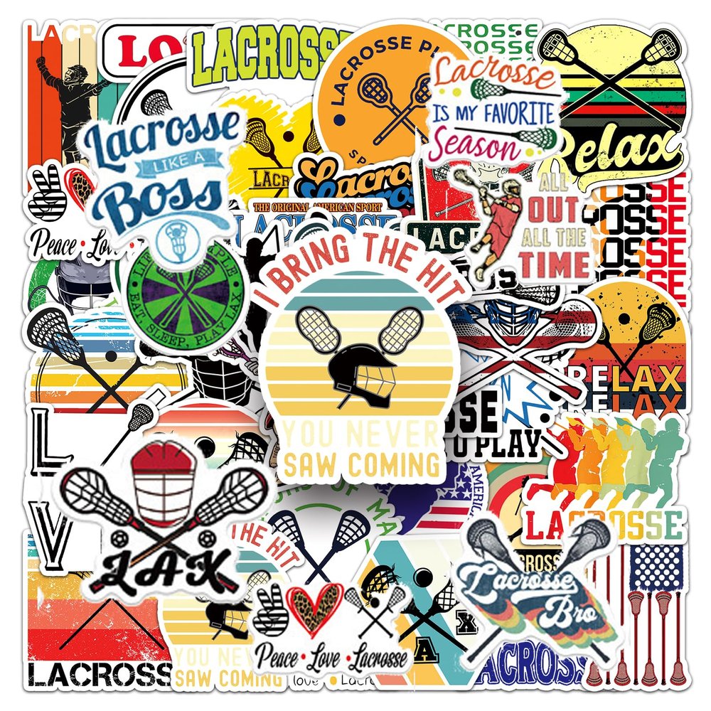 100 Pcs Lacrosse Stickers,Lacrosse Vinyl Waterproof Decals Perfect for Water Bottle Laptop Luggage Skateboard,Lacrosse Gifts for Men Lacrosse Lovers Team Players