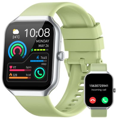 Smart Watch for Men Women (Answer/Make Call), 1.96" HD Smartwatch with Heart Rate/Sleep Monitor/Pedometer/Calories, 113+ Sports Fitness Watch, IP68 Waterproof Activity Tracker for Android iOS-Green