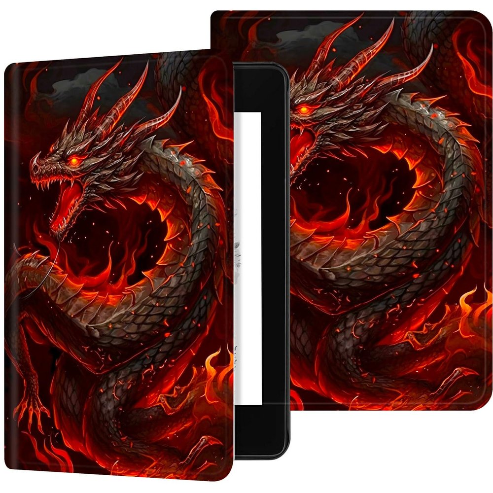 Case for 6" All-New Kindle (11th Generation 2022 Release Only), Slim PU Leather Folio Kindle Cover, with Auto Sleep and Wake & Adjustable Stand for Kindle 11th Gen 2022 Case 6", Fire Dragon