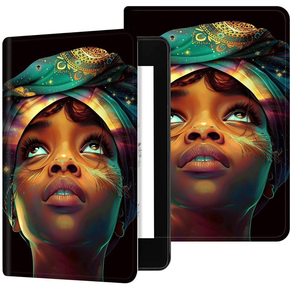 Case for 6" All-New Kindle (11th Generation 2022 Release Only), Slim PU Leather Folio Kindle Cover, with Auto Sleep and Wake & Adjustable Stand for Kindle 11th Gen 2022 Case 6", African Girls