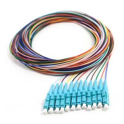 COMZON 12 Strand Fiber Pigtail, Multimode OM4, LC/PC Connectors, 9.8 Feet (3 Meter), Aqua Boot, Color-Coded, Low Insertion Loss