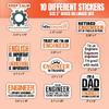 10pcs Engineer Sticker Sheet, Clever Cute Vinyl Decals for Engineering Students, Professionals, and Tech Innovators, Waterproof, UV-Resistant, for Laptop, Water Bottle, Journal, Notebook, Phone Case view 2