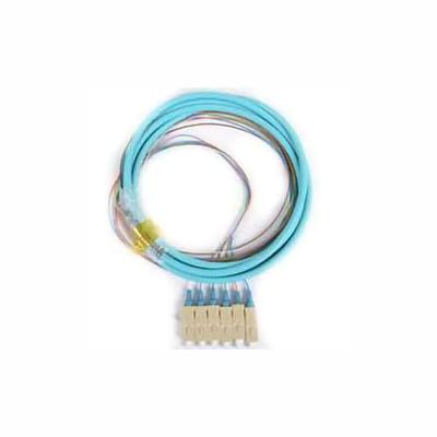 COMZON 6-Strand SC/PC Multimode Fiber Optic Distribution Pigtail, OM3 50/125, Color Coded 900um Breakout, 9.8 Feet (3 Meter) - Durable Jacket