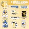 10pcs Volleyball Sticker Sheet, Sporty and Cute Vinyl Decals for Players, Coaches, and Team Fans, Waterproof, UV-Resistant, for Laptop, Water Bottle, Journal, Notebook, Locker, Phone Case (Volleyball) view 2