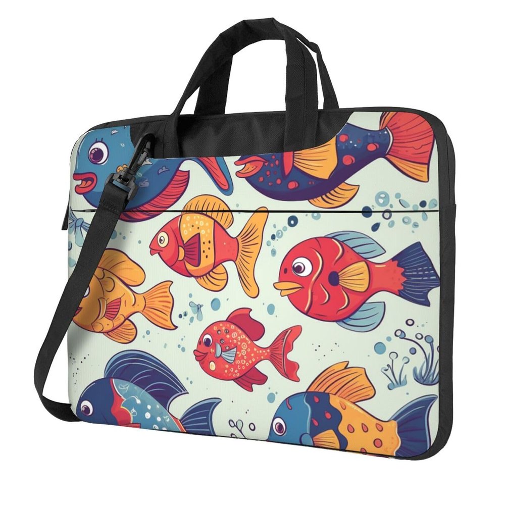 BTCOWZRV Laptop Bag 13-15.6 inch Laptop Shoulder Bag for Men Women Funny Fishes Computer Bag Messenger Bag for Work