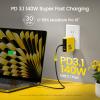 AOHI Youth 140W GaN+ USB C Charger 100W Laptop Fast Charger+140W USB C to USB C Cable 3.3ft Yellow view 2