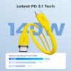 AOHI Youth 140W GaN+ USB C Charger 100W Laptop Fast Charger+140W USB C to USB C Cable 3.3ft Yellow view 3