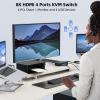 8K HDMI KVM Switch 4 Computers Sharing 1 Monitor, ANXQQ EDID Function KVM Switch HDMI 4 Port 8K@60Hz 4K144Hz for 4 USB Devices, Keyboard Mouse Switch with 4 USB Cables, Wired Control and Power Supply view 2