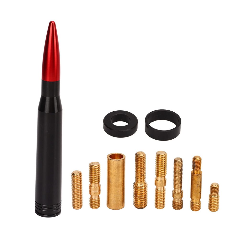50 Caliber Red Billet Aluminum Truck Antenna Mast  6061 Series Vehicle Antenna Mount for Pickup, SUV, and Off-Road Vehicles  Durable Anodized Aluminum Replacement Mast
