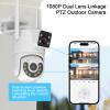 1080P PTZ Outdoor Security Camera, Dual Lens Linkage Wireless WiFi Cameras for Home Security, 360 View Auto Tracking Surveillance Camera with Human Detection, Color Night Vision, Two-Way Audio view 2