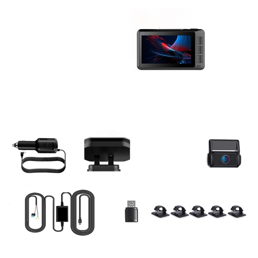 Car DVR Camera 4K&1080P Video Recorder GPS Dashcam Dash Cam Car Registrar Spuer Night Vision(Dual Lens Buck Line,32GB)
