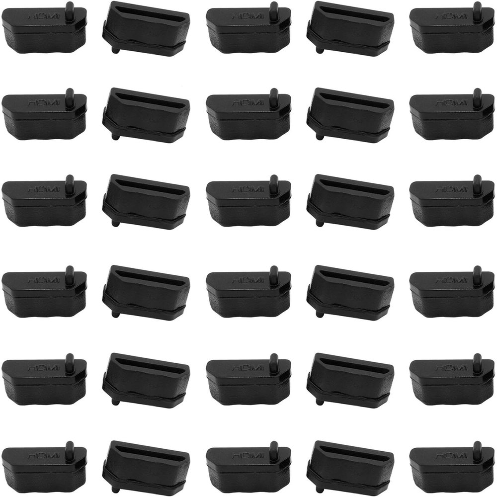 30pcs HDMI Silicone Anti Dust Cap Cover Plugs, HDMI Female Port Dustproof Plug Soft Protector Stopper, for TV,Laptop Computers etc,Black