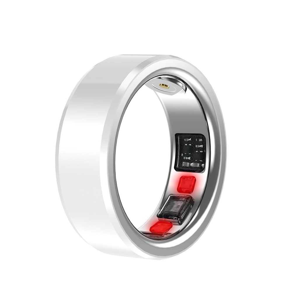 HFDJRWK Smart Ring for Men and Women Record Sleep Quality, Body Temperature, Blood Oxygen, Pedometer Rechargeable and Waterproof Health Ring(White,18#)