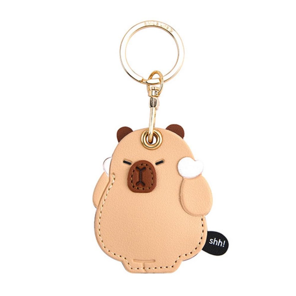 Tomcrazy 3in1 Car Keychain Cute Cartoon Protective Case for Airtag Huawei Tag Samsung Galaxy SmartTag Tile Sticker Cover (capybara)