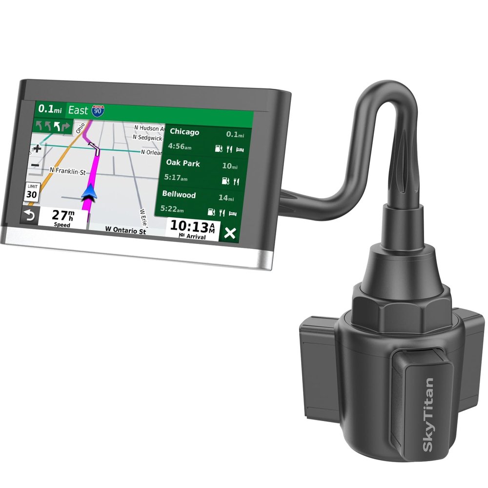 SkyTitanfor Garmin GPS Car Mount Cup Holder Replacement 17mm Ball Mount with Adjustable Long Arm fit 3.5-5.5 Inches Garmin GPS Nuvi Drive Dezl
