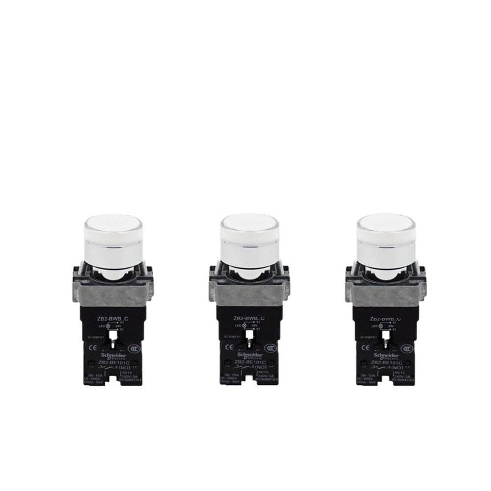 BSXYLVA 1PCS XB2BW31M1C Flat Head Button with Light AC220V White ZB2BW31C Button Metal