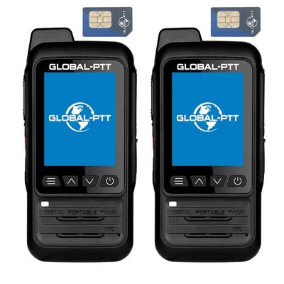 Global-PTT Dual Pack: Global Walkie Talkie Portable Radio with Yearly SIM Card for Seamless Communication (P0)