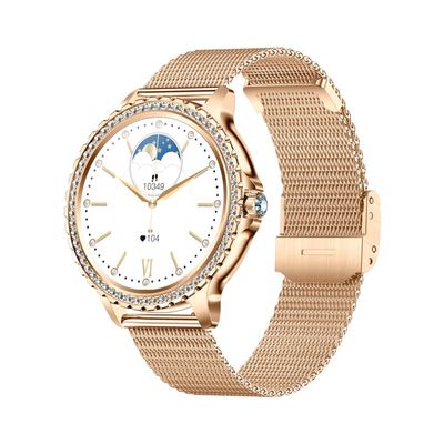 connected wrist Lady's Fashion Smartwatch BT Call 1.32inch Round Screen Health Monitoring Fitness Tracker Waterproof AI Voice Assistant Women's i58 Smart Watch Gold Silver (Gold)