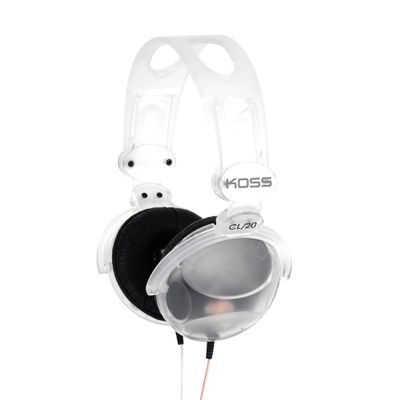 Koss CL/20 Clear Transparent On-Ear Headphones, 80s and 90s Style, Retro Look, 3.5mm Plug, Adjustable Headband, Leatherette Cushions
