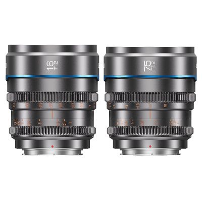 SIRUI Night Walker T1.2 S35 16mm & 75mm Cine Lens Set, Large Aperture Manual Focus Lens for RF Mount, Metal Grey