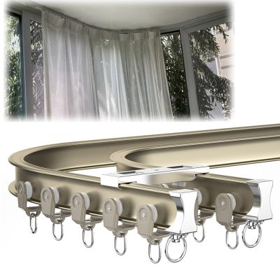 Flexible Bendable Curved Ceiling Curtain Track, Curtain Track Ceiling Mount, RV Curtain Track, Curtain Rail, Aluminum Curtain Track, Ceiling Mount Room Divider, for Curved Shower Curtain ( Color : Cha