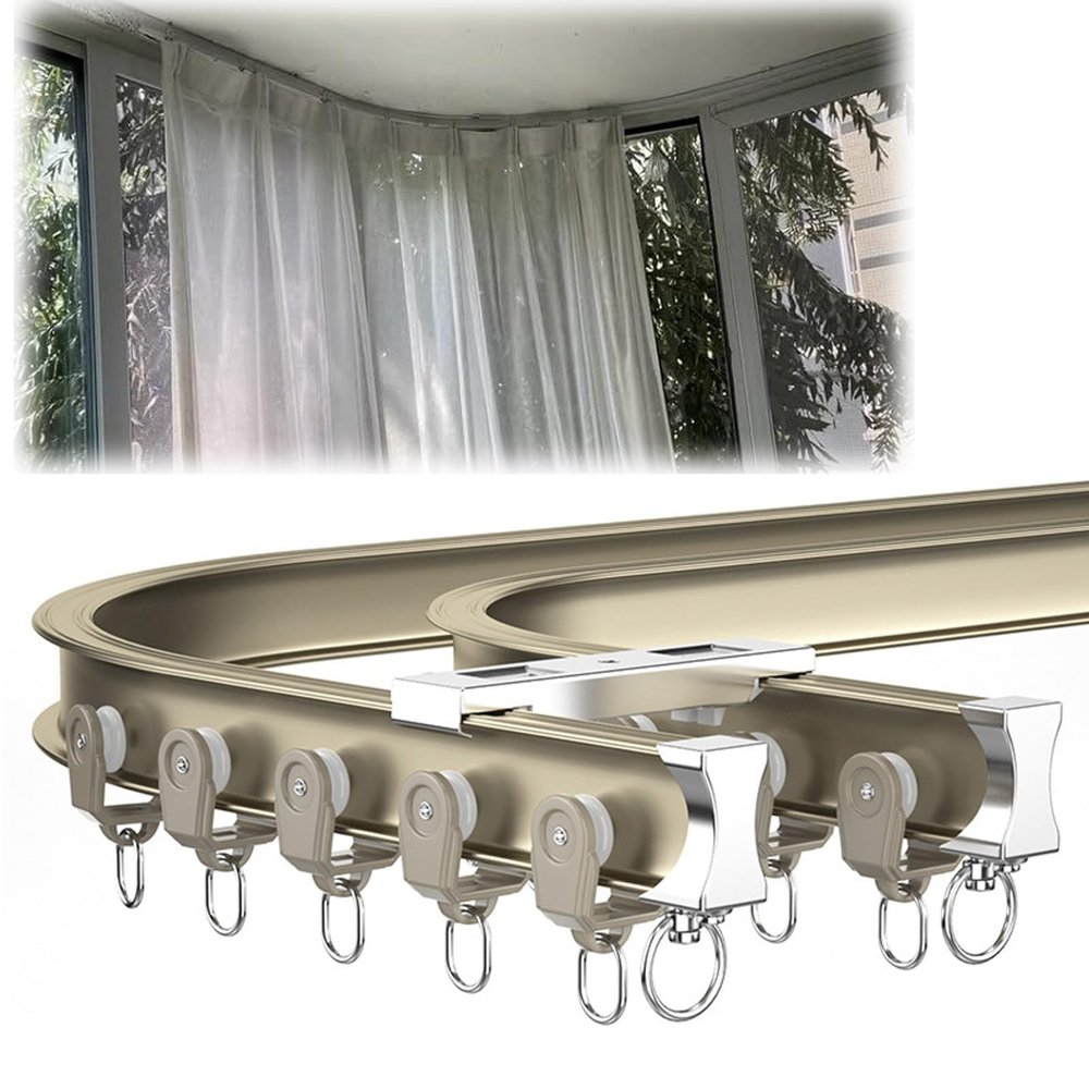 Flexible Bendable Curved Ceiling Curtain Track, Curtain Track Ceiling Mount, RV Curtain Track, Curtain Rail, Aluminum Curtain Track, Ceiling Mount Room Divider, for Curved Shower Curtain ( Color : Cha