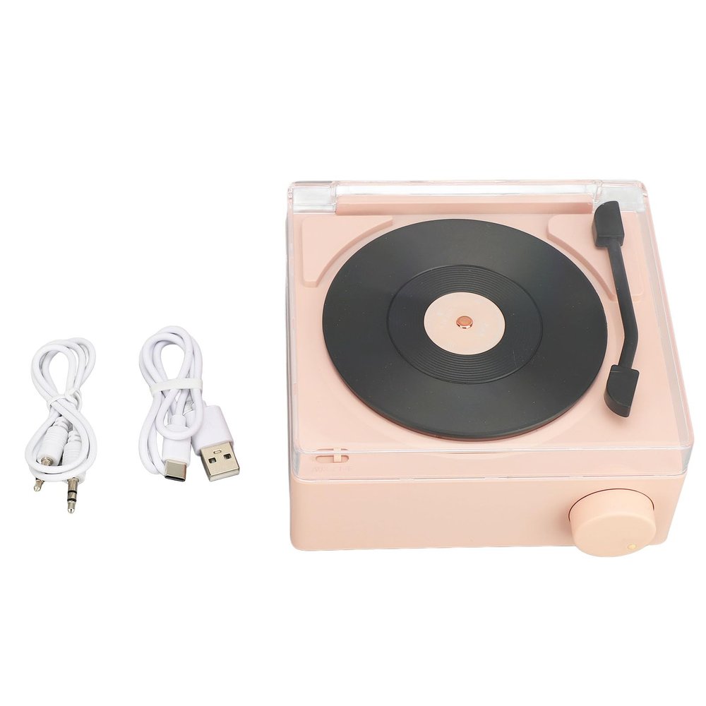 Record Player, Record Player with Speakers, Bluetooth 5.0, Alarm Clock Function, Upgraded Turntable Audio Sound, and Sound Cable Connection, Memory Card Insertion