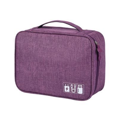 Bag Organizer For Electronics Cable Storage Bag Portable USB Data Line Charger Plug Storage Bag Travel Cable Organizer (Color : Purple, Size : 1Layer(24.5x10x18cm))