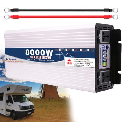 7000W Pure Sine Wave Power Inverter DC 12V/24V/48V/60V to 220V AC Converter with 2 AC Outlets Car Inverter and USB with AC Outlets Charge Laptop Phones,8000W-48V