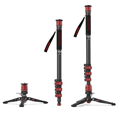 IFOOTAGE 71Carbon Fiber Monopod with Feet Cobra 3 Monopod C180F-P,Pedal Base Tripod CB3 Base-P Low Profile,for Sony,Nikon,DSLR,Max.Payload 17.64lb/8KG