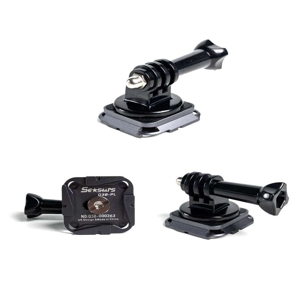 IFOOTAGE Action Camera Quick Release Set,Aluminium Alloy and PC,1/4" Screw Top Plate,Compatible with 38mm Acra Mount,Q38 SP
