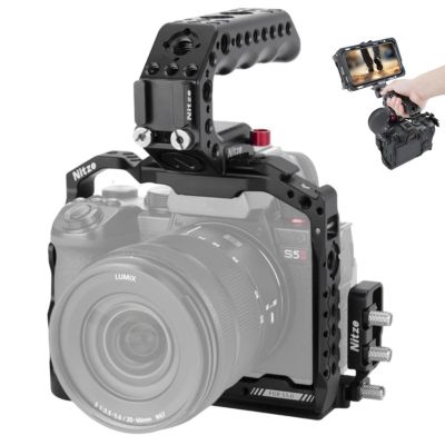 DirectNine Basics Nitze Cage Kit with Lil Stinger Handle, HDMI/USB-C Cable Clamp Built-in Arca QR Plate Compatible with Panasonic LUMIX S5 II Camera