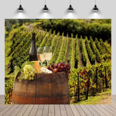 chnywork 5x3ft Vineyards Backdrop Europe Italy Tuscany Grape Farm White Wine Barrel Grape Cheese Countryside Scenery Background Harvest Wine Party Decorations Photo Booth Props Wallpaper