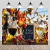 chnywork 7x5ft Wine Tasting Party Backdrop Red White Grape Wine Bottle Autumn Vineyards Scenery Background Grape Harvest Party Decorations Photo Booth Props Wallpaper view 1