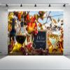 chnywork 7x5ft Wine Tasting Party Backdrop Red White Grape Wine Bottle Autumn Vineyards Scenery Background Grape Harvest Party Decorations Photo Booth Props Wallpaper view 2