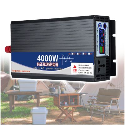 12V 24V 48V Pure Sine Wave Power Inverter 4000W/5000W(Peak Power) DC to AC Converter, Vehicle Power Inverter for Outdoor RV Camping,12V to 220V-4000W