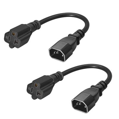 JORINDO 2Pack 1FT/0.32M IEC320 C14 to NEMA 5-15R/5-20R AC Power Cord 14AWG