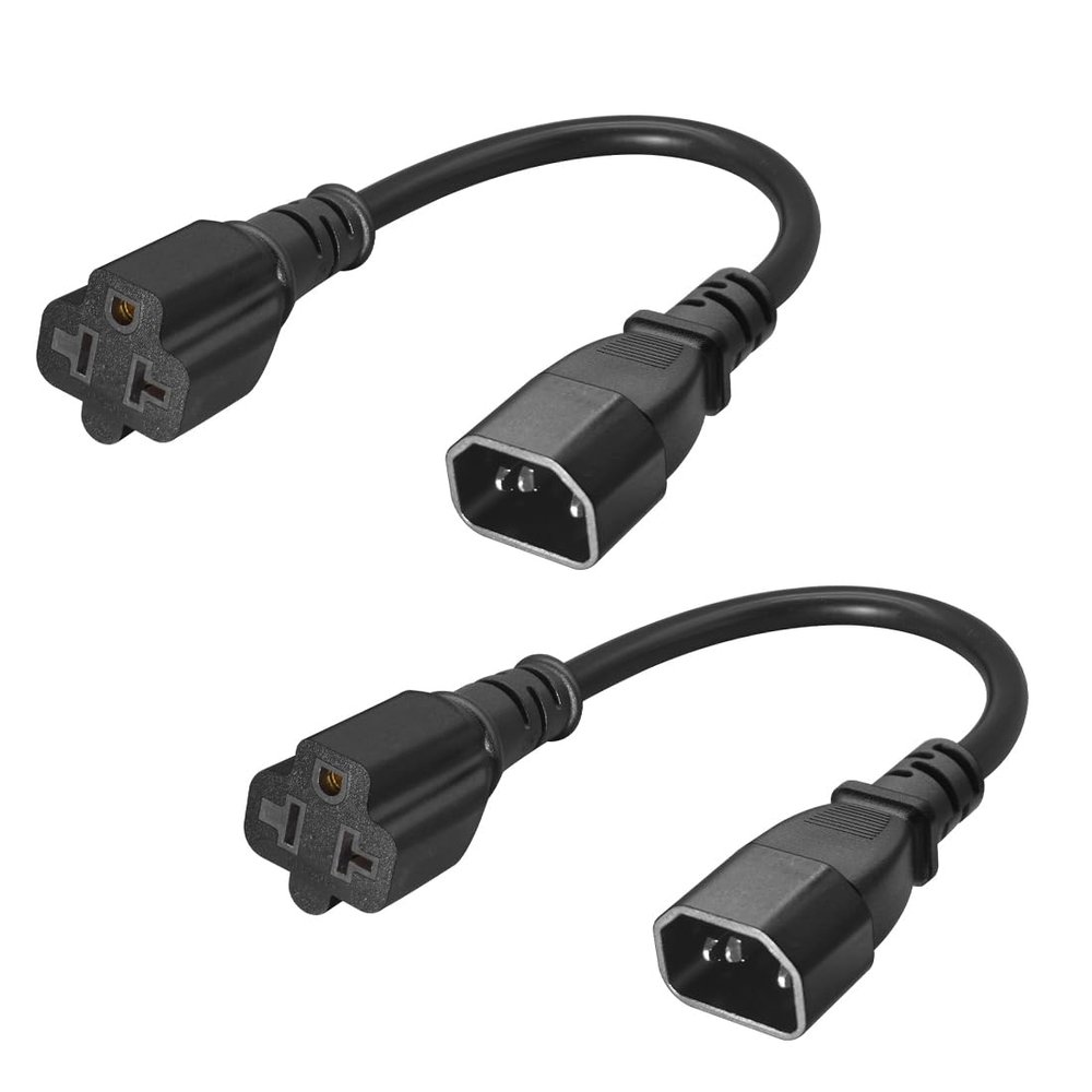 JORINDO 2Pack 1FT/0.32M IEC320 C14 to NEMA 5-15R/5-20R AC Power Cord 14AWG
