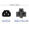 JORINDO 2Pack 1FT/0.32M IEC320 C14 to NEMA 5-15R/5-20R AC Power Cord 14AWG view 2