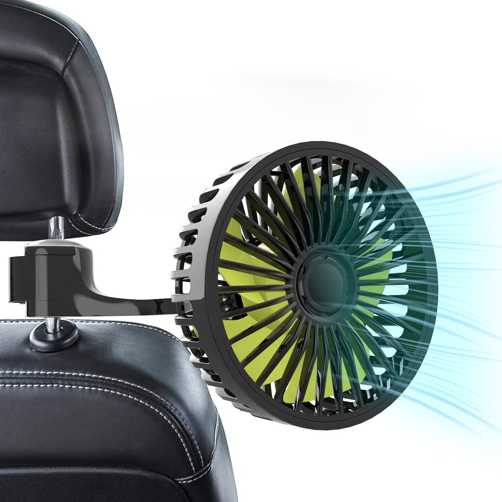 Dealswin USB Car Seat Fans for Backseat: Protable Car Cooling Fan for Car Rear Seat Baby Kids, 3 Speeds and 360 Degree Rotatable Car Rear Seat Headrest Fan for Sedan, SUV, RV, Van Strong Wind